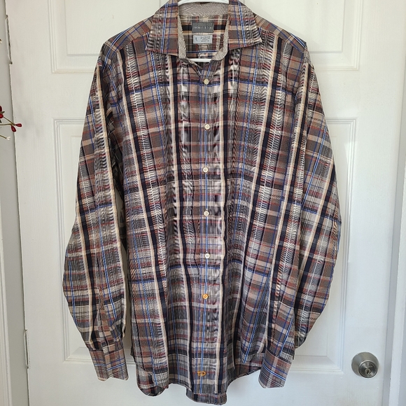 Thomas Dean Men's Long Sleeve Dress Shirt, Size: XL Color: Plaid Pattern - Picture 3 of 15
